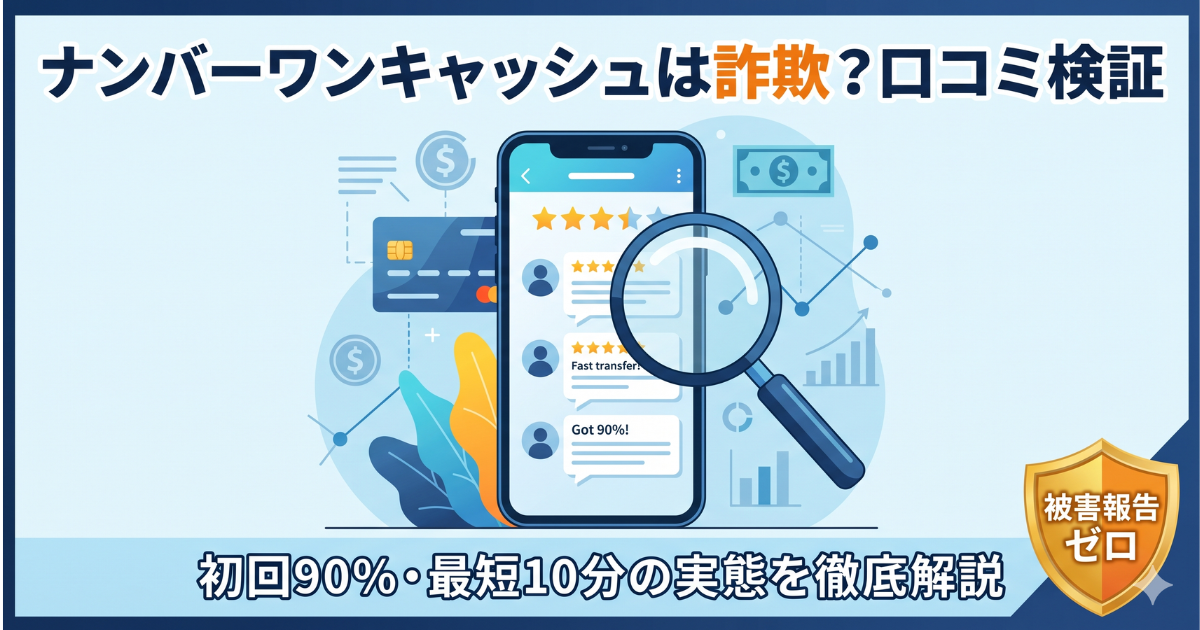 ナンバーワンキャッシュの口コミ評判は?初回90%の実態を検証